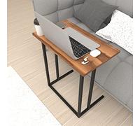 [en.casa] Table d'Appoint Rectangulaire pour Salon Bout de Canapé Design Support pour Ordinateur Portable Panneau de Particules Métal 66 x 60 x 36 cm Effet Noyer Noir
