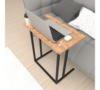 [en.casa] Table d'Appoint Rectangulaire pour Salon Bout de Canapé Design Support pour Ordinateur Portable Panneau de Particules Métal 66 x 60 x 36 cm Effet Chêne Noir