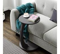 [en.casa] Table d'Appoint Ronde pour Salon Table de Chevet Design pour Chambre Bout de Canapé aux 4 roulettes Panneau de Particules 56 x 38 cm Gris