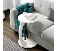 [en.casa] Table d'Appoint Ronde pour Salon Table de Chevet Design pour Chambre Bout de Canapé aux 4 roulettes Panneau de Particules 56 x 38 cm Blanc