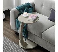 [en.casa] Table d'Appoint Ronde pour Salon Table de Chevet Design pour Chambre Bout de Canapé aux 4 roulettes Panneau de Particules 56 x 38 cm Grège