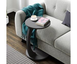 [en.casa] Table d'Appoint Ronde pour Salon Table de Chevet Design pour Chambre Bout de Canapé aux 4 roulettes Panneau de Particules 56 x 38 cm Gris