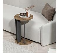 [en.casa] Table d'Appoint Ronde pour Salon Table de Chevet Design pour Chambre Panneau de Particules 64 x 34 cm Effet Noyer Anthracite