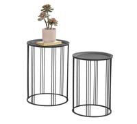 Set de 2 Tables Gigognes Morristown Métal Noir Plusieurs Tailles [en.casa]