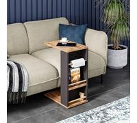 [en.casa] Table d'Appoint Style Intemporel pour Ordinateur Portable Bout de Canapé Table de Chevet avec 4 roulettes Panneau de Particules Bois Plastique 44 x 29 x 65 cm Effet Bois Noir