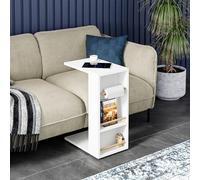 [en.casa] Table d'Appoint Style Intemporel pour Ordinateur Portable Bout de Canapé Table de Chevet avec 4 roulettes Panneau de Particules Bois Plastique 44 x 29 x 65 cm Blanc