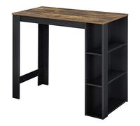[en.casa] Table de Bar Design avec Surfaces de Rangement Table Bistrot avec 3 Étagères Panneaux de Particules 120 x 60 x 106 cm Noir Chêne Foncé