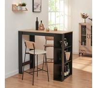 [en.casa] Table de Bar Design avec Surfaces de Rangement Table Bistrot avec 3 Étagères Panneaux de Particules 120 x 60 x 106 cm Effet Chêne Noir