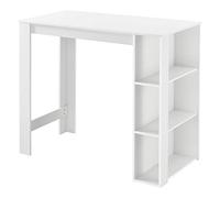 [en.casa] Table de Bar Design avec Surfaces de Rangement Table Bistrot avec 3 Étagères Panneaux de Particules 120 x 60 x 106 cm Blanc