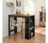 [en.casa] Table de Bar Design avec Surfaces de Rangement Table Bistrot avec 3 Étagères Panneaux de Particules 120 x 60 x 106 cm Effet Noyer Noir