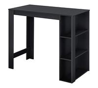 [en.casa] Table de Bar Design avec Surfaces de Rangement Table Bistrot avec 3 Étagères Panneaux de Particules 120 x 60 x 106 cm Noir