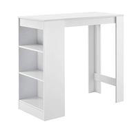 [en.casa] Table de Bar Haute avec Rangement Table Bistro Élégant avec 3 Étagères Mange Debout pour Petits Espaces Cuisine Salon Bureau Panneaux de Particules 110 x 50 x 103 cm Blanc