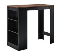 [en.casa] Table de Bar Haute avec Rangement Table Bistro Élégant avec 3 Étagères Mange Debout pour Petits Espaces Cuisine Salon Bureau Panneaux de Particules 110 x 50 x 103 cm Noir Effet Noyer