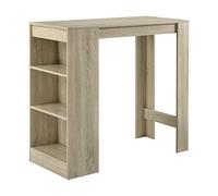 [en.casa] Table de Bar Haute avec Rangement Table Bistro Élégant avec 3 Étagères Mange Debout pour Petits Espaces Cuisine Salon Bureau Panneaux de Particules 110 x 50 x 103 cm Effet Chêne