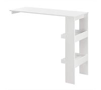 [en.casa] Table de Bar Stylée avec Compartiments de Rangement Table Bistrot Murale Panneau de Particules Mélaminé 120 x 45 x 106 cm Blanc