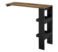[en.casa] Table de Bar Stylée avec Compartiments de Rangement Table Bistrot Murale Panneau de Particules Mélaminé 120 x 45 x 106 cm Chêne Foncé Noir
