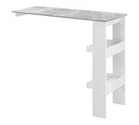 [en.casa] Table de Bar Stylée avec Compartiments de Rangement Table Bistrot Murale Panneau de Particules Mélaminé 120 x 45 x 106 cm Effet Béton Blanc