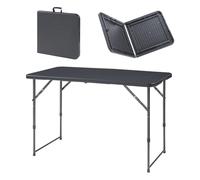 [en.casa] Table de Camping Pliante à Hauteur Réglable Plateau Rectangulaire Pique-Nique Jardin Terrasse Balcon Patio Extérieur Métal Plastique HDPE 120 x 60 cm Noir Effet Rotin