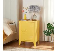 [en.casa] Table de Chevet à Porte pour Chambre Meuble de Rangement pour Bureau Salle de Bain Salon Fermeture Magnétique Acier Laminé à Froid 57 x 40 x 30 cm Jaune