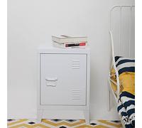 [en.casa] Table de Chevet à Porte pour Chambre Meuble de Rangement pour Bureau Salle de Bain Salon Fermeture Magnétique Acier Laminé à Froid 57 x 40 x 30 cm Blanc Mat