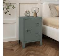 [en.casa] Table de Chevet à Porte pour Chambre Meuble de Rangement pour Bureau Salle de Bain Salon Fermeture Magnétique Acier Laminé à Froid 57 x 40 x 30 cm Gris Foncé