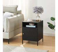 [en.casa] Table de Chevet avec Porte d'Armoire et Étagère Table d'Appoint Table Basse Bout de Canapé Table de Nuit Style Industriel Acier 55 x 40 x 40 cm Noir
