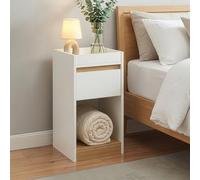 [en.casa] Table de Chevet avec Tiroir Compartiment de Rangement Ouvert Table d'Appoint pour Chambre Salon Entrée MDF Panneau de Particules 55 x 30 x 35 cm Blanc Effet Chêne