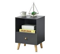 [en.casa] Table de Chevet Design Commode à Tiroir Meuble Bas de Style Intemporel Table de Nuit avec Compartiment de Stockage Panneau de Particules Bois Revêtu par PVC 54 x 40 x 30 cm Gris Foncé