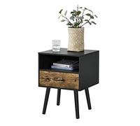 [en.casa] Table de Chevet Design Commode à Tiroir Meuble Bas de Style Intemporel Table de Nuit avec Espace de Stockage Panneau de Particules Bois Revêtu par PVC 57 x 42 x 40 cm Noir Effet Bois Foncé