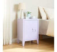 [en.casa] Table de Chevet Design Industriel avec Porte Magnétique Étagère Fentes d'Aération Table d'Appoint Armoire Métallique pour Bureau Table de Nuit Acier Laqué 57 x 40 x 30 cm Violet Clair