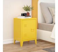 [en.casa] Table de Chevet Design Industriel avec Porte Magnétique Étagère Fentes d'Aération Table d'Appoint Armoire Métallique pour Bureau Armoire de Nuit Acier Laqué 57 x 40 x 30 cm Jaune