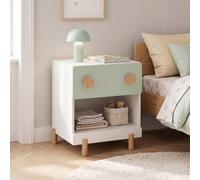 [en.casa] Table de Chevet Enfant Vaarentaa 47x40x35cm 1 Tiroir Blanc Vert