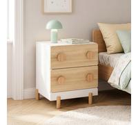 [en.casa] Table de Chevet Enfant Vaarentaa 47x40x35cm 2 Tiroirs Effet Chêne