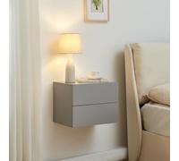 [en.casa] Table de Chevet Flottante Armoire Murale avec 2 Tiroirs Meuble Suspendu Table de Nuit Rangement Pratique Panneau de Particules Chambre Entrée Salon 40 x 29 x 30 cm Gris Clair