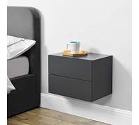 [en.casa] Table de Chevet Flottante Armoire Murale avec 2 Tiroirs Meuble Suspendu Table de Nuit Rangement Pratique Panneau de Particules Chambre Entrée Salon 40 x 29 x 30 cm Gris Foncé