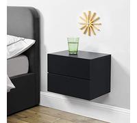 [en.casa] Table de Chevet Flottante Armoire Murale avec 2 Tiroirs Meuble Suspendu Table de Nuit Rangement Pratique Panneau de Particules Chambre Entrée Salon 40 x 29 x 30 cm Noir