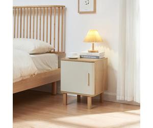 [en.casa] Table de Chevet Moderne Bout de Canapé Table de Nuit avec 2 Tiroirs Rainurés Décoratif Stable Séjour Chambre Entrée MDF Bois de Pin 70 x 60 x 40 cm Effet Chêne Couleur Sable