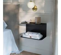 [en.casa] Table de Chevet Murale Notodden sur 2 Niveaux avec Bords Arrondis Bout de Canapé Peu Encombrant pour Chambre Salon Bureau 23 x 40 x 23 cm Acier Noir