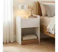 [en.casa] Table de Chevet Nuit d'Appoint avec Tiroir Compartiment Ouvert Rebords Latéraux Passe-Câble Capacité de Charge 30 kg MDF Panneau de Particules 55 x 42 x 37 cm Blanc Effet Chêne
