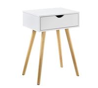 [en.casa] Table de Chevet Petite Armoire avec Tiroir Table de Nuit Commode Meuble de Rangement Bout du Canapé Chambre à Coucher Séjour Panneau de Fibre de Bois Pin Blanc 60 x 40 x 29,5 cm