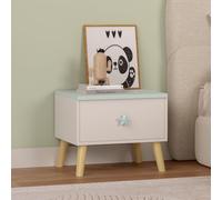 [en.casa] Table de Chevet pour Enfant Table d'Appoint Tiroir avec Poignée en Forme de Coeur pour Chambre Panneau de Particules MDF Bois de Pin 31 x 38 x 30 cm Blanc Vert Menthe