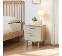 [en.casa] Table de Chevet Table d'Appoint avec 2 Tiroirs Bout de Canapé Design Moderne Décorative pour Salon Chambre Entrée MDF Bois de Pin 50 x 40 x 40 cm Effet Chêne Couleur Sable