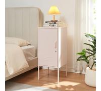 [en.casa] Table de Chevet Table de Nuit Commode Meuble de Rangement pour Chambre Salon Bureau Petit Armoire avec Compartiment de Rangement Acier 82 x 35 x 35 cm Rose