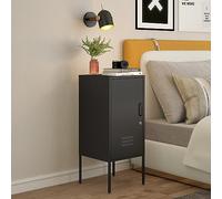 [en.casa] Table de Chevet Table de Nuit Commode Meuble de Rangement pour Chambre Salon Bureau Petit Armoire avec Compartiment de Rangement Acier 82 x 35 x 35 cm Noir