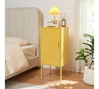 [en.casa] Table de Chevet Table de Nuit Commode Meuble de Rangement pour Chambre Salon Bureau Petit Armoire avec Compartiment de Rangement Acier 82 x 35 x 35 cm Jaune