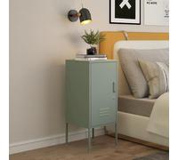 [en.casa] Table de Chevet Table de Nuit Commode Meuble de Rangement pour Chambre Salon Bureau Petit Armoire avec Compartiment de Rangement Porte Verrouillable Acier 82 x 35 x 35 cm Vert Menthe