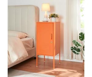 [en.casa] Table de Chevet Table de Nuit Commode Meuble de Rangement pour Chambre Salon Bureau Petit Armoire avec Compartiment de Rangement Acier 82 x 35 x 35 cm Orange