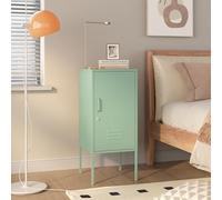 [en.casa] Table de Chevet Table de Nuit Petite Armoire Meuble de Rangement Poignée à Gauche Porte Verrouillable Pieds Réglables Fentes d'Aération Bureau Acier 82 x 35 x 35 cm Vert Menthe