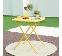 [en.casa] Table de Jardin Pliante Table à Manger avec Plateau Carré pour Extérieur Jardin Terrasse Balcon Patio Intérieur Capacité de Charge 60 kg Acier 71 x 70 x 70 cm Jaune
