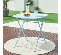 [en.casa] Table de Jardin Pliante Table à Manger avec Plateau Carré pour Extérieur Jardin Terrasse Balcon Patio Intérieur Capacité de Charge 60 kg Acier 71 x 70 x 70 cm Bleu Ciel